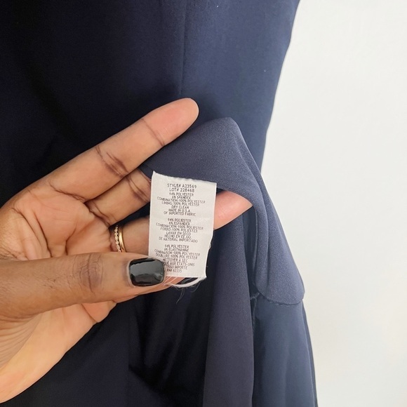 Aqua Navy Blue Off Shoulder Layered Mermaid Dress - Picture 7 of 7